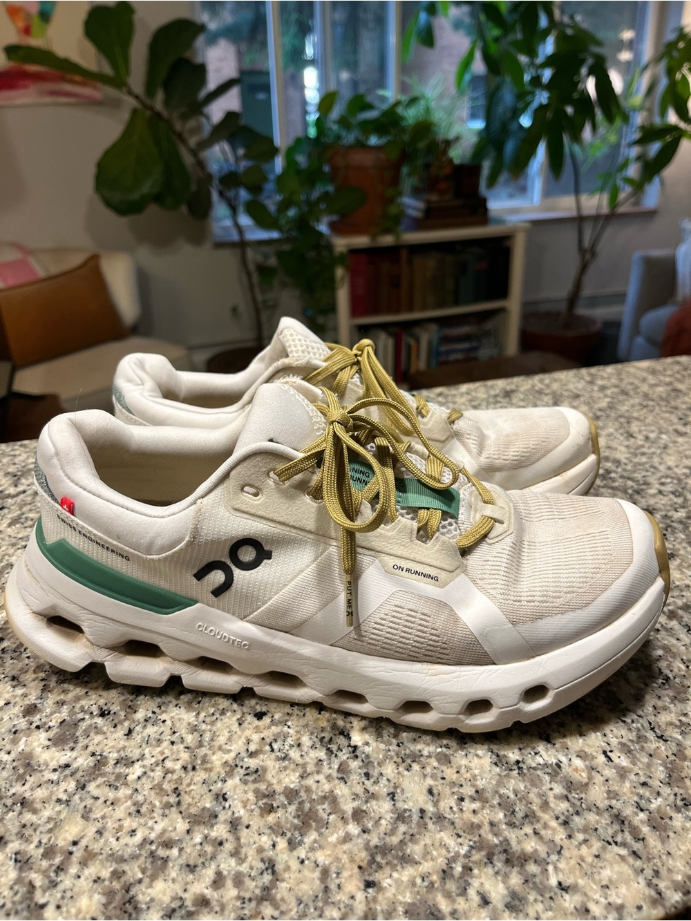 On Running Cloudnova Cream Sneakers with Mint & Gold Laces